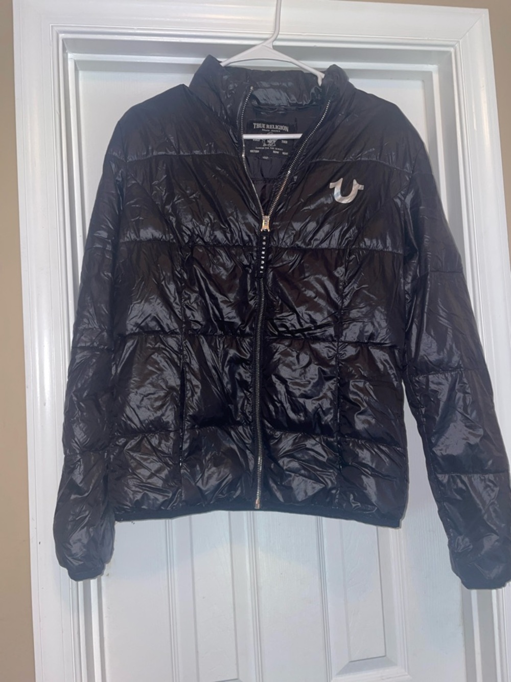 True Religion Black Gloss Quilted Puffer Jacket